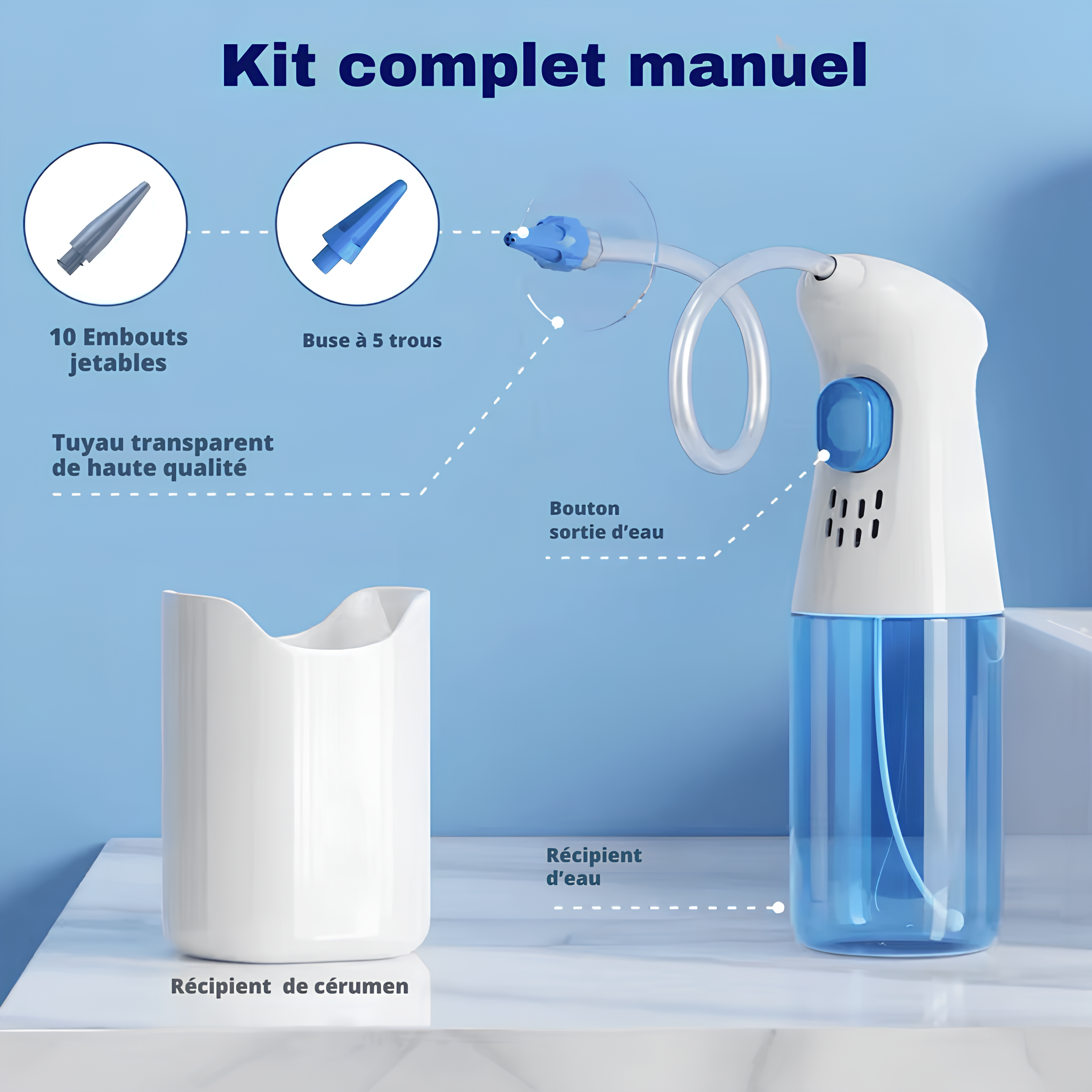 Kit complet d'élimination du cérumen
